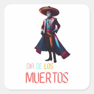 Sticker Carré Dia de los Muertos Charro