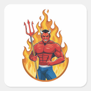 Sticker Carré Diable avec trident