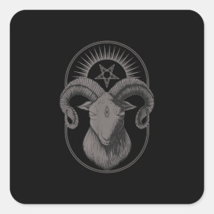 Sticker Carré Diable Goat Pentagram Baphomet Satan Occulte Satan