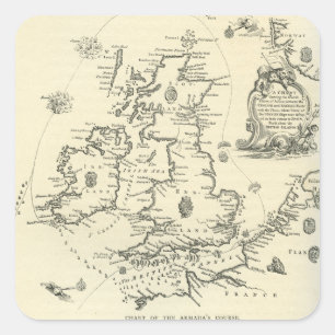 Sticker Carré Diagramme du cours de l'armada espagnole