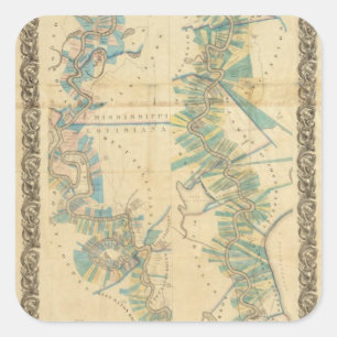 Sticker Carré Diagramme du fleuve Mississippi inférieur