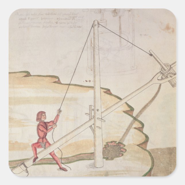 Sticker Carré Diagramme d'une méthode d'approvisionnement en eau (Devant)