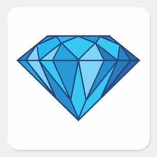 Sticker Carré Diamant bleu