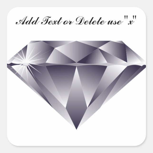 Sticker Carré Diamant Gem Gemstone Design En option Mots personn (Devant)