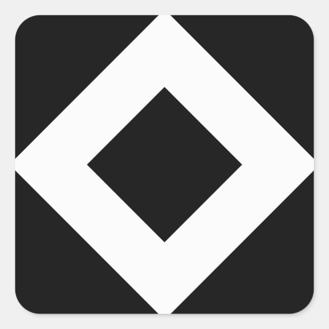 Sticker Carré Diamant noir, Bordure en blanc gras (Devant)