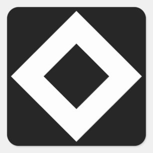 Sticker Carré Diamant noir, Bordure en blanc gras