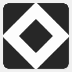 Sticker Carré Diamant noir, frontière blanche audacieuse