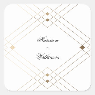 Sticker Carré Diamant Or Blanc Géométrique Mariage Gatsby