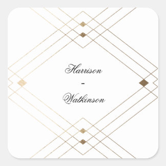 Sticker Carré Diamant Or Blanc Géométrique Mariage Gatsby