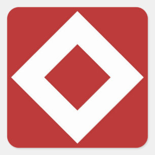 Sticker Carré Diamant rouge, Bordure blanche en gras