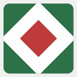 Sticker Carré Diamant rouge, Téméraire blanc sur Vert