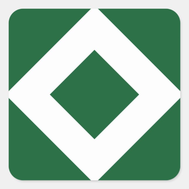 Sticker Carré Diamant Vert, Bordure Blanche Gras (Devant)