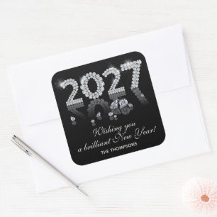 Sticker Carré Diamants Brillants Luxe Nouvel An 2027