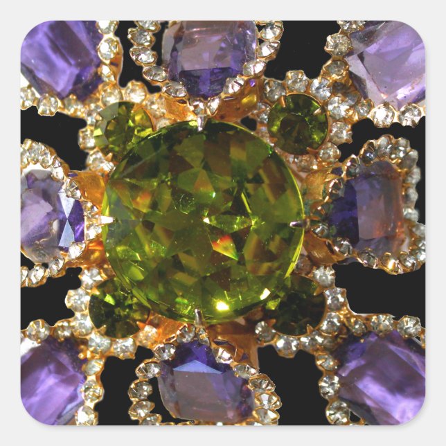 Sticker Carré Diamants d'améthyste violet Emeralds bijoux (Devant)