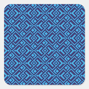 Sticker Carré Diamants entrelacés : motif géométrique bleu foncé