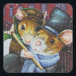 Sticker Carré Dickens Christmas Carol Mice Watercolor Art<br><div class="desc">"Dickens Christmas Mice No. 4 - "God Bless Us All" Aquarelle Art Carré Sticker par l'artiste Jean Weiner "Dickens Christmas Mice No. 4 - "God Bless Us All" présente des souris de caractère fantaisiste du conte classique A Christmas Carol. Ces deux souris, habillées comme les personnages Tiny Tim et Bob...</div>