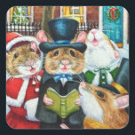 Sticker Carré Dickens Christmas Caroling Mice Watercolor Art<br><div class="desc">"Dickens Christmas Mice No. 8 - "Caroling for the Creator" Autocollant Carré d'aquarelle par l'artiste Jean Weiner "Dickens Christmas Mice No. 8 - "Caroling for the Creator" présente des souris fantaisistes du conte classique A Christmas Carol. Ces souris chantent des chants de Noël pour répandre une bonne acclamation. Ils sont...</div>