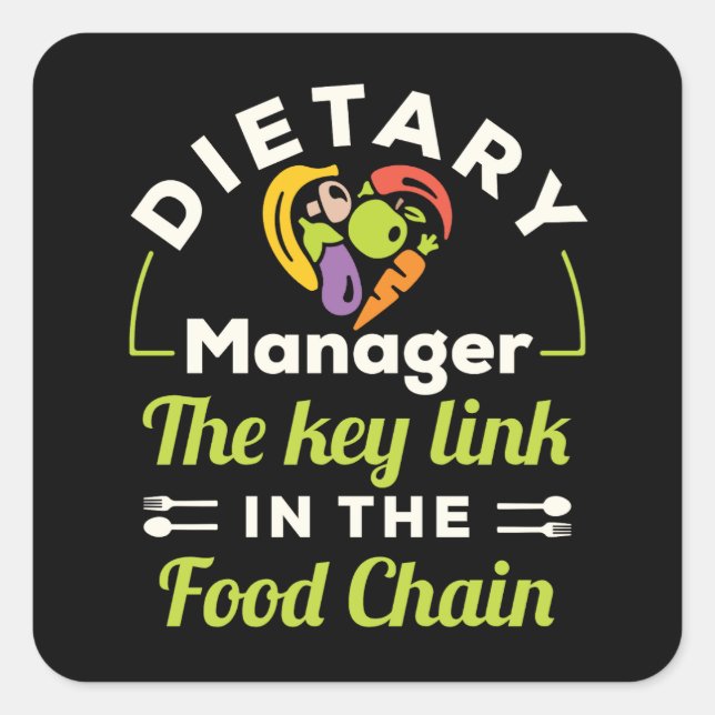 Sticker Carré Dietary Manager : le lien clé dans la chaîne alime (Devant)