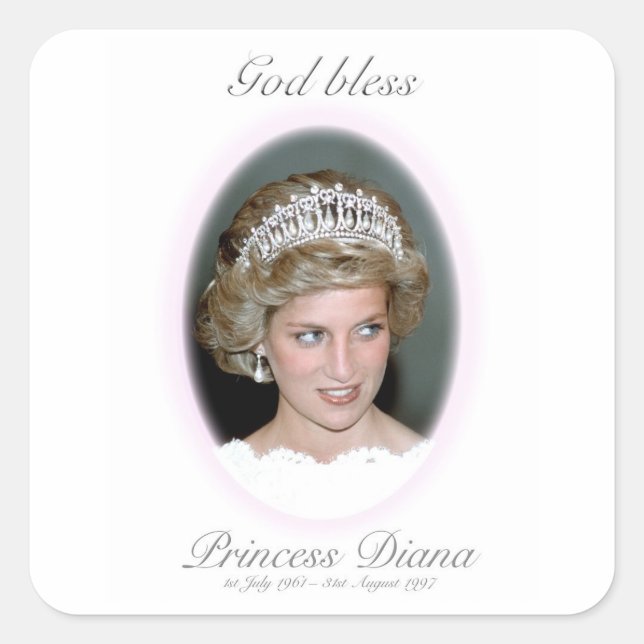 Sticker Carré Dieu Béni Princesse Diana (Devant)
