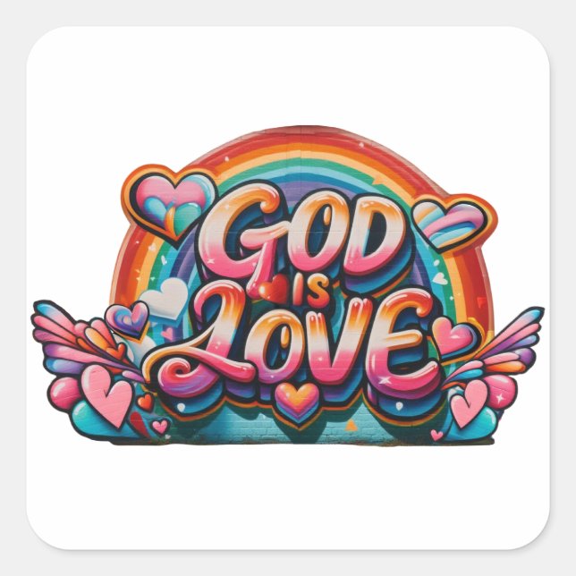 Sticker Carré Dieu est amour (Devant)