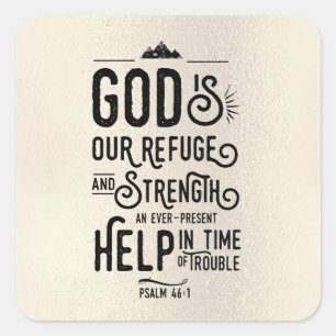 Sticker Carré Dieu est notre Refuge Verset de la Bible chrétienn