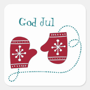 Sticker Carré Dieu juil Scandinavian Red Mittens