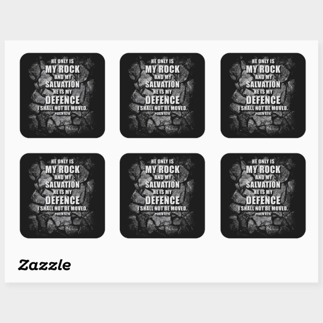 Sticker Carré DIEU Mon Rocher & Salut - Foi chrétienne Verse (Feuille)