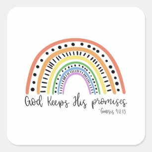 Sticker Carré Dieu tient ses promesses - Arc-en-ciel