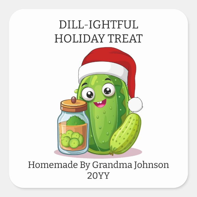 Sticker Carré Dill‑ightful Holiday Pickling Jar (Devant)