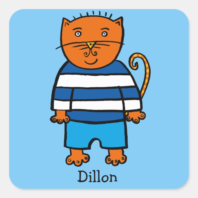 Sticker Carré Dillon le Chat personnalisé (Devant)