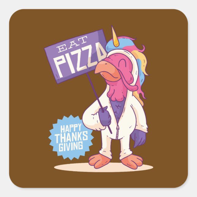 Sticker Carré Dinde de Thanksgiving - Cadeau drôle de dinde lico (Devant)