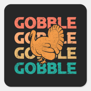 Sticker Carré Dinde de Thanksgiving en famille à assortir