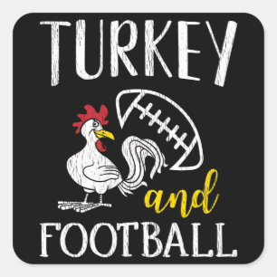Sticker Carré Dinde Football Action de grâce Famille Fan de foot