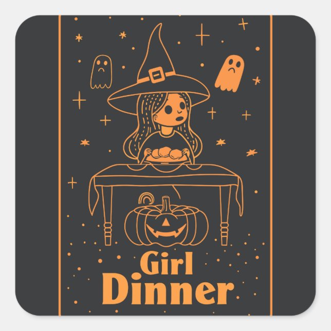 Sticker Carré Dîner de fille | ExDesigner | Halloween (Devant)