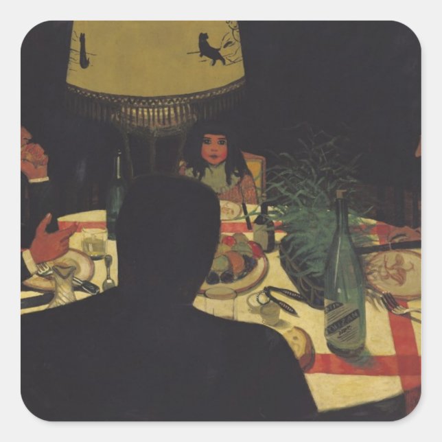 Sticker Carré Dîner par Lamplight, 1899 (Devant)