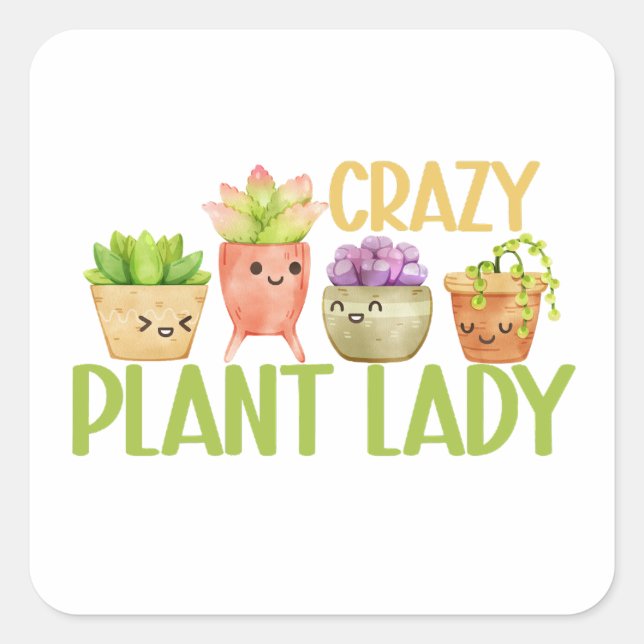 Sticker Carré Dingue plante (Devant)