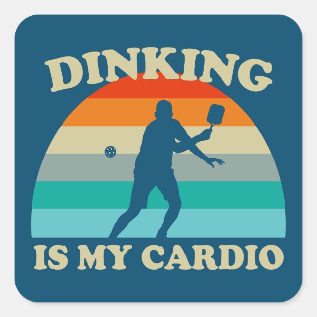 Sticker Carré Dinking Est Mon Cardio Pickleball (Devant)