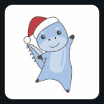 Sticker Carré Dino Christmas Dinos Animaux d'hiver<br><div class="desc">Le chien dinosaure pour Noël avec des lumières de fées. Animaux amusants avec des cadeaux et de la neige pour les vacances. Aussi drôle pour Noël en juillet. Les dinos sont des animaux mignons et parfaits pour Noël.</div>