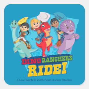 Sticker Carré Dino Ranch   Les Ranchers Ride !