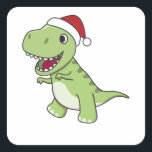 Sticker Carré Dinosaur Christmas Snow Winter T-Rex Dino<br><div class="desc">The T-Rex for Christmas with fairy lights. Funny animals with gifts and snow for the holidays. Also funny for Christmas in July. Dinos are cute animals and perfect for Christmas.</div>