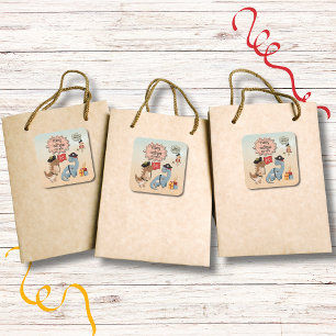 Sticker Carré Dinosaur Pirate Anniversaire Fête Jumeaux Personna