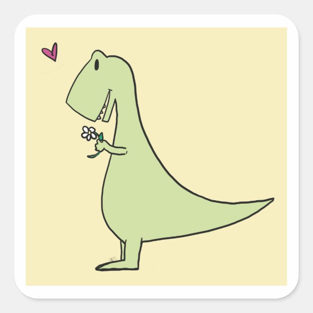 Sticker Carré Dinosaure amoureux (Devant)