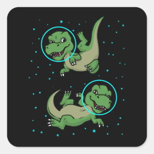 Sticker Carré Dinosaure Astronaut Cadeaux Enfants TRex Dinosaur