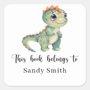 Sticker Carré Dinosaure - ce livre appartient à
