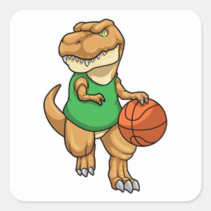 Sticker Carré Dinosaure dans Sports avec basket-ball