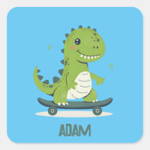 Dinosaure De Skateboard Amusant Avec Nom Enfants