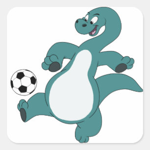 Sticker Carré Dinosaure Football