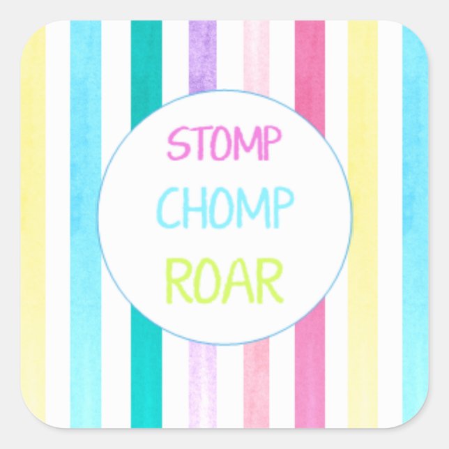 Sticker Carré Dinosaure Stomp Chomp Roar strié (Devant)
