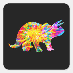 STICKER CARRÉ DINOSAURE TIE DYE