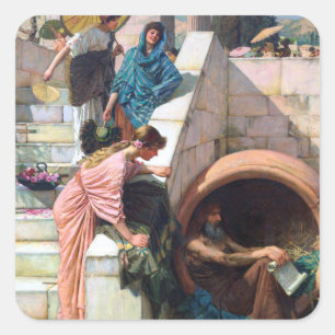 Sticker Carré Diogenes 1882 Par John William Waterhouse